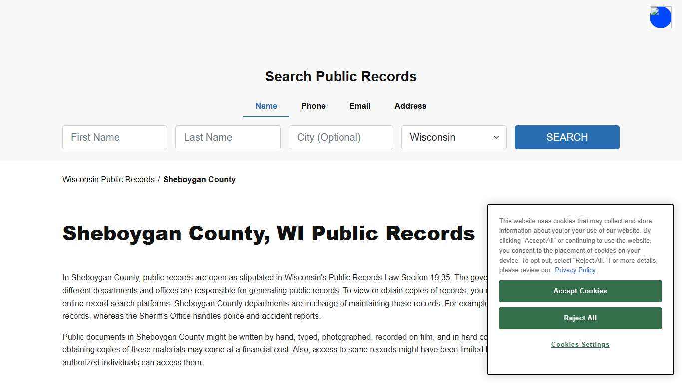 Sheboygan County, WI Public Court, Arrest and Inmate Records - ThePublicIndex