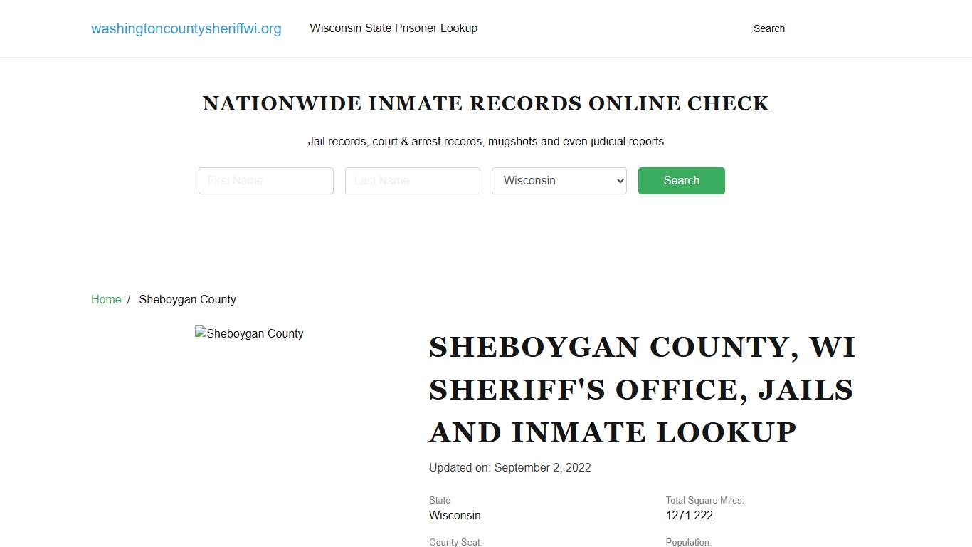 Sheboygan County WI Sheriff's Office, Jails and Inmate Lookup